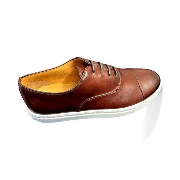 Magnanni Mens Brown Leather Low Top Lace Up Albert Cap Toe Sneaker Sz 10.5 M New - Picture 4 of 14